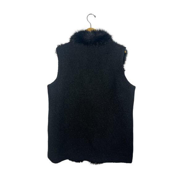 Weatherproof Faux Fur Vest XL Black Front Hook Sweater Mob Wife Sweater Exotic - Picture 11 of 13